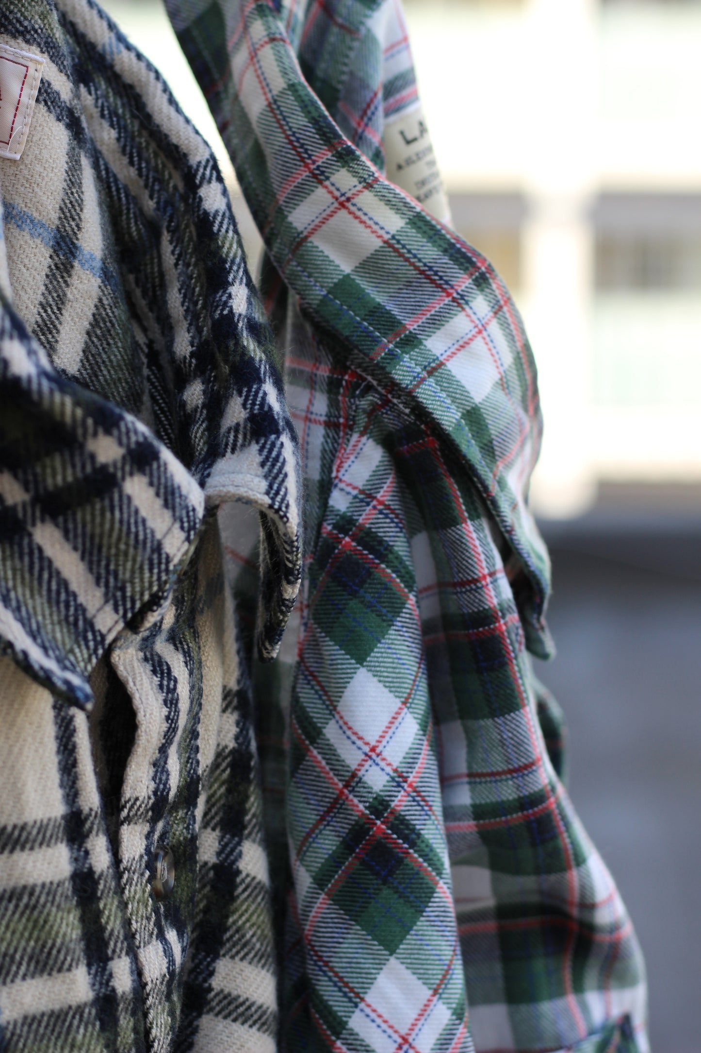 Men's Green & Blue Check Flannel Shirt x5点