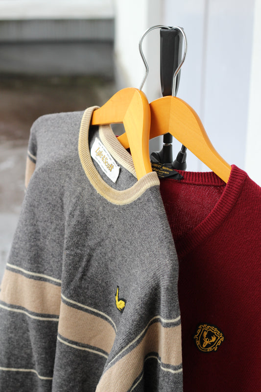 70-80's Made In Scotland Vintage Patch Knit Sweater set x2点