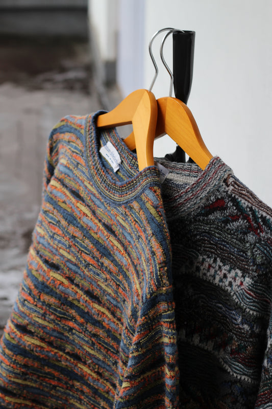 90's Made In Italy Fantasie Di Settembre Vintage 3D Design Knit Sweater set x2点