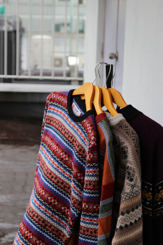 80-90’s Made In Italy Vintage Stripe Design Knit Sweater set x4点