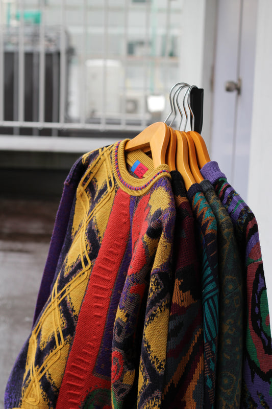 Men's Vintage All-over Knit Sweater set x5点