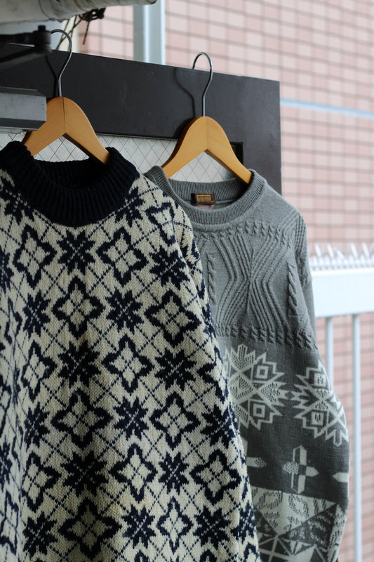 Men's Vintage Nordic Pattern Knit Sweater set x2点