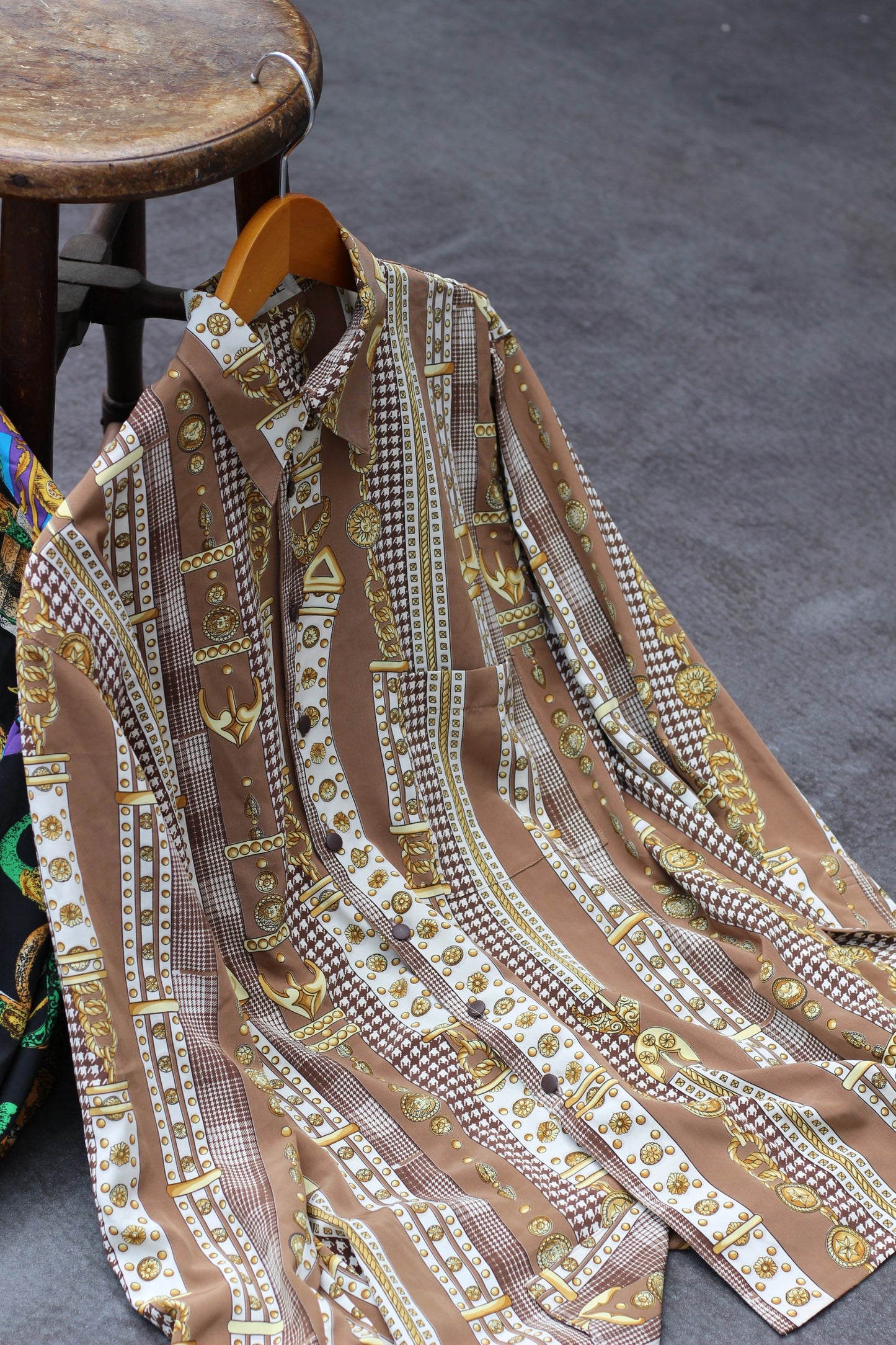 Men's Scarf pattern Long Sleeve Shirt x2点