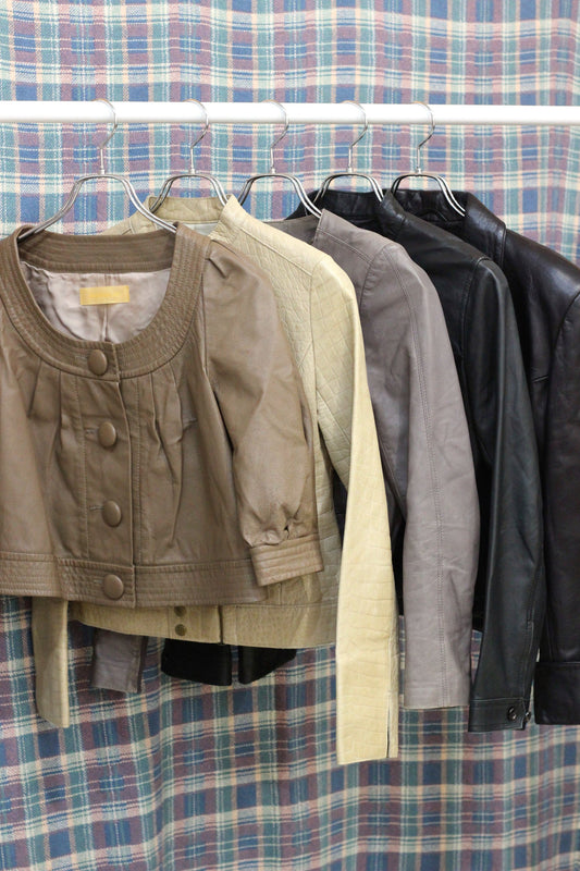 90’s short leather jacket x9点