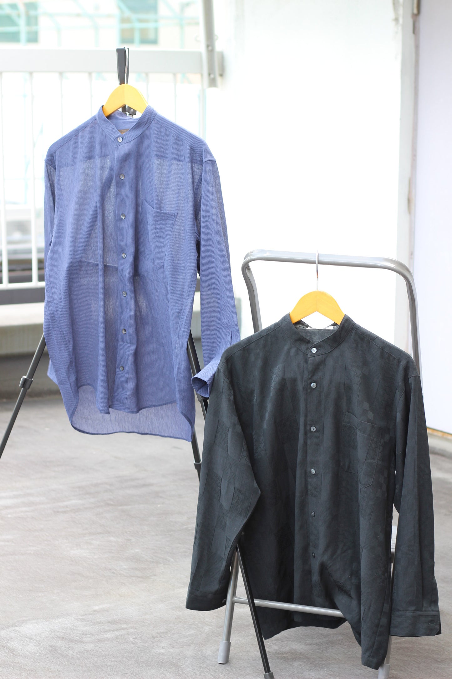 Men's Band Collar Long Sleeve Shirt x6点