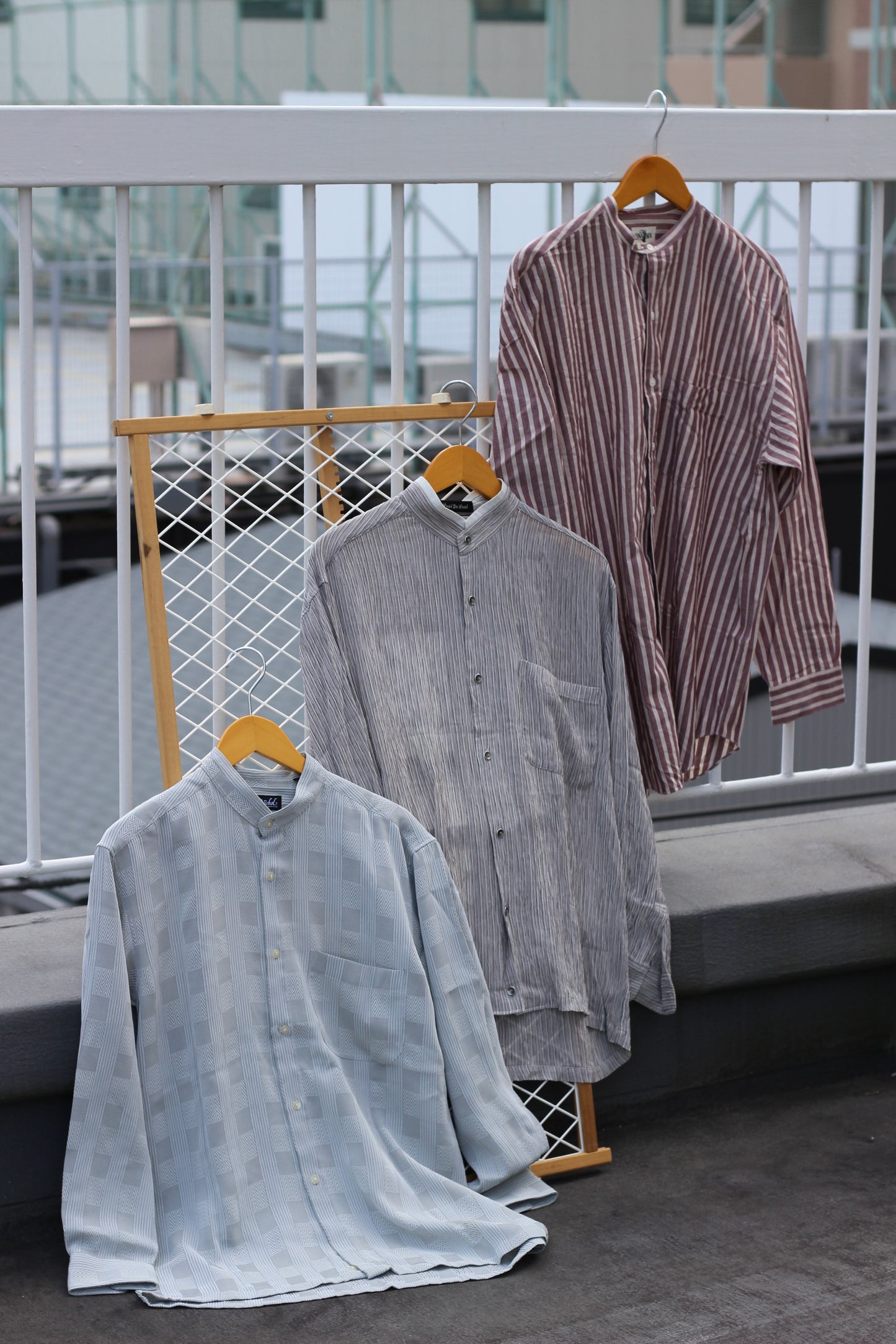 Men's Band Collar Long Sleeve Shirt x6点