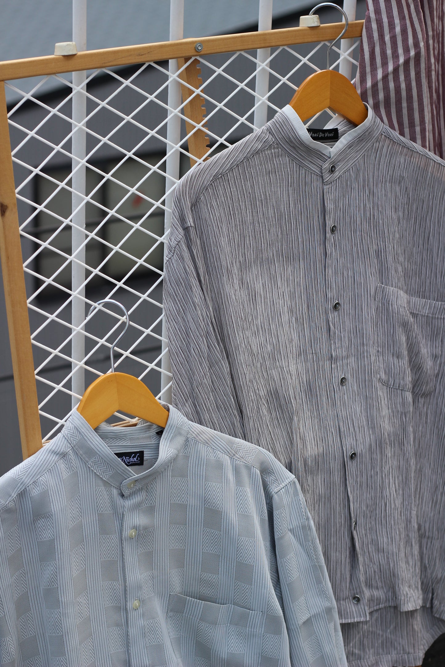 Men's Band Collar Long Sleeve Shirt x6点