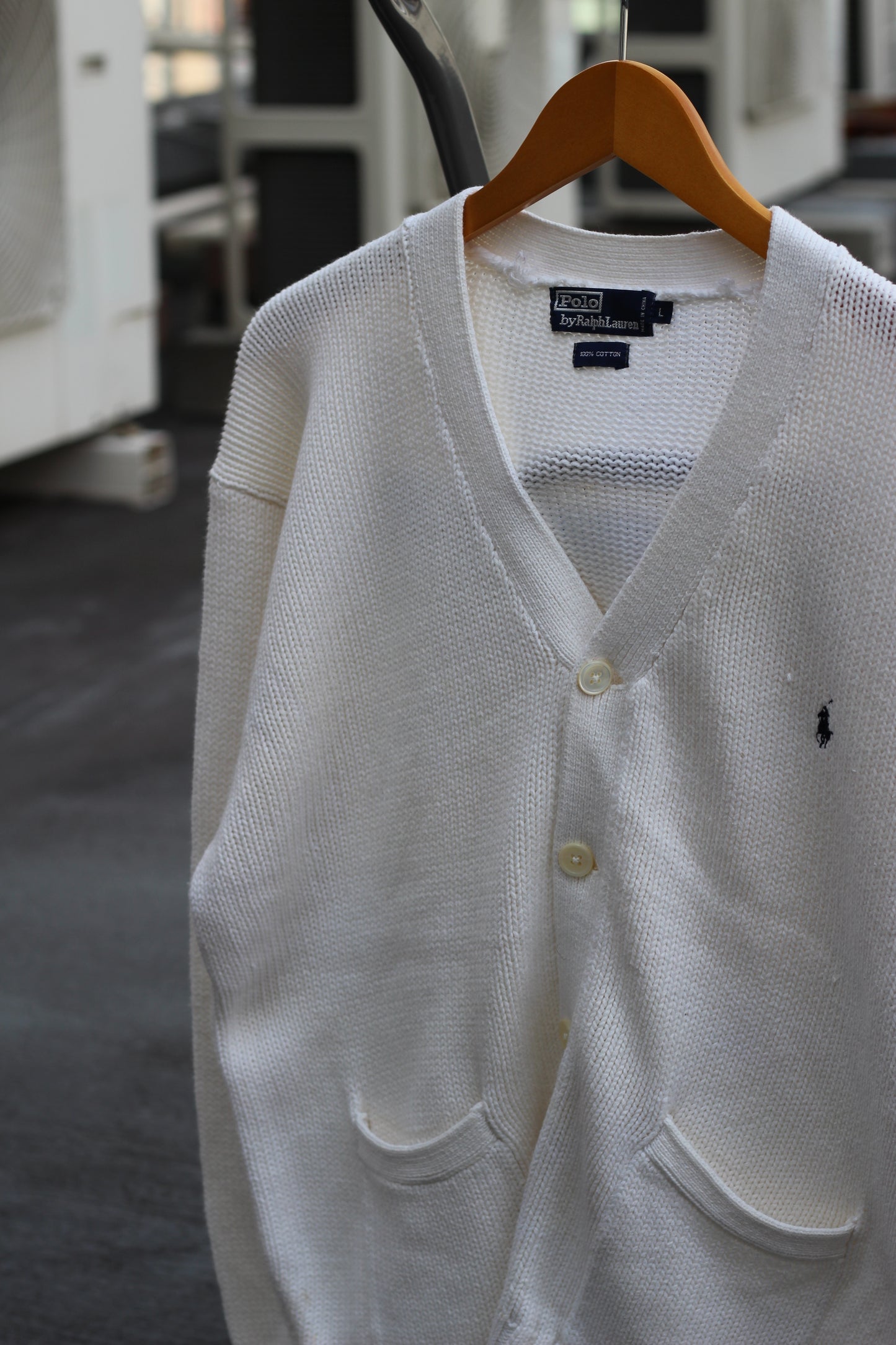 90's Polo Ralph Lauren Cotton 100% White Knit Cardigan set x2点
