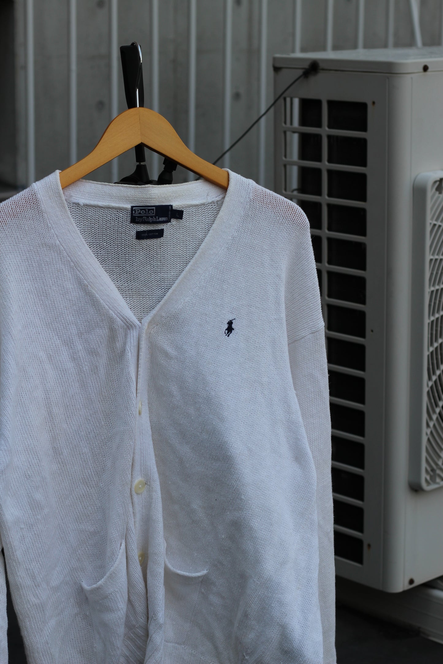 90's Polo Ralph Lauren Cotton 100% White Knit Cardigan set x2点