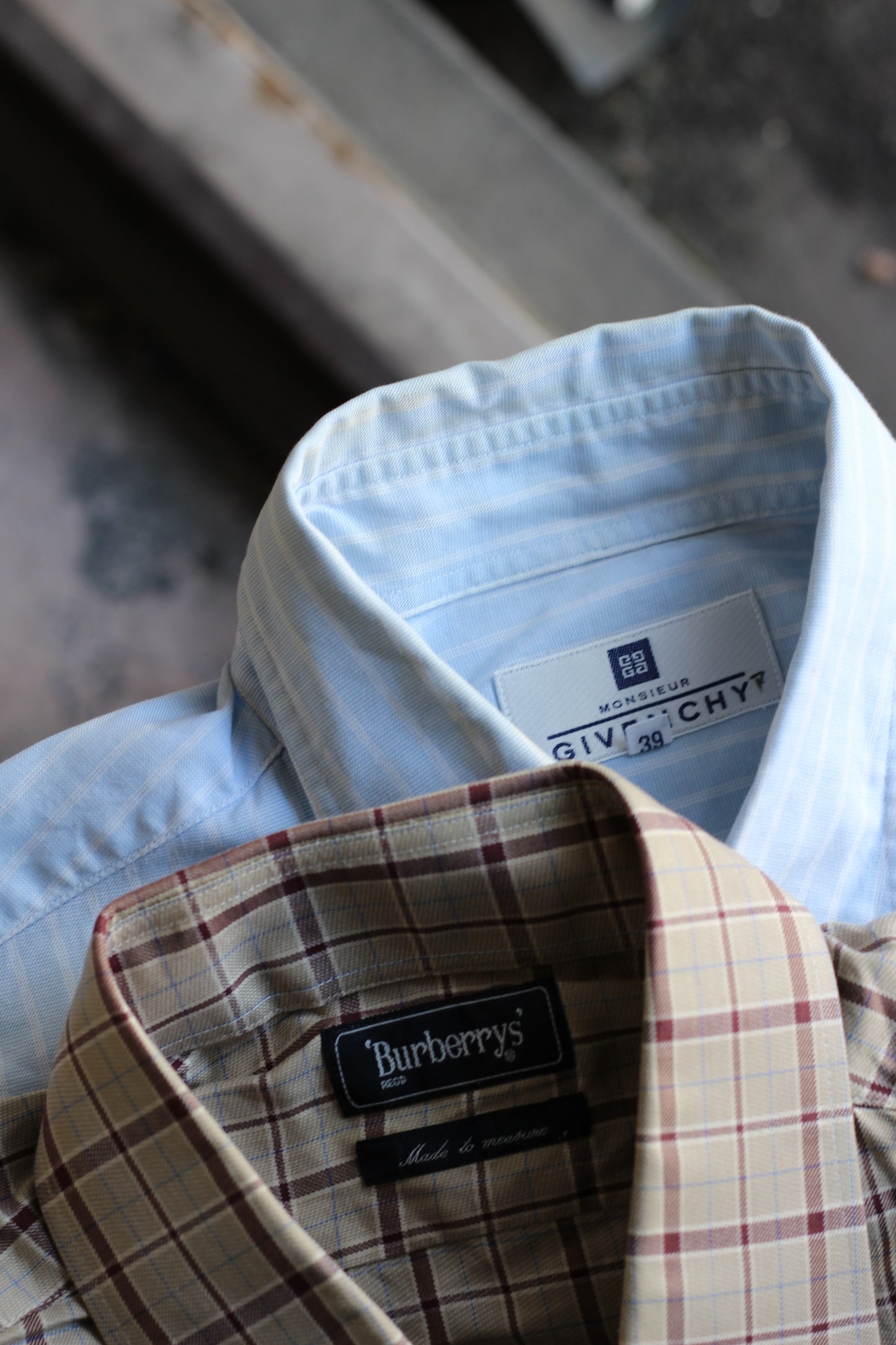 Old Burberrys & Givenchy Check & Stripe Long Sleeve Shirt set x2点
