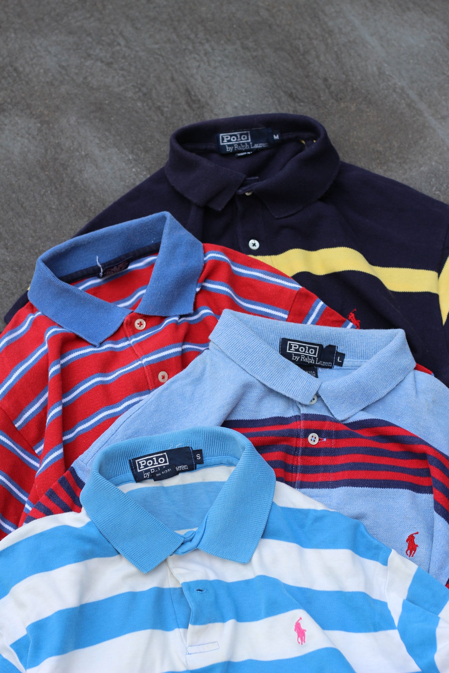 90-00's  Made In USA Polo Ralph Lauren Stripe Short Sleeve Polo Shirt x4点