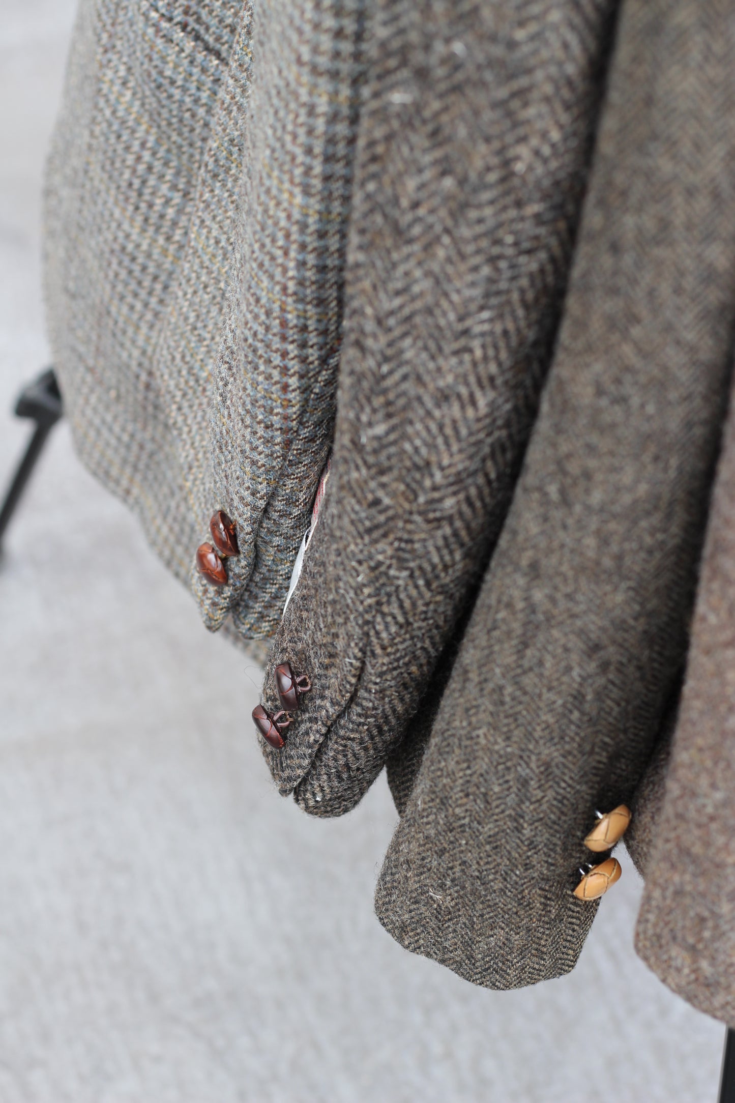 Men's Vintage Tweed Herringbone Tailored Jacket With Covered Buttons set x3点