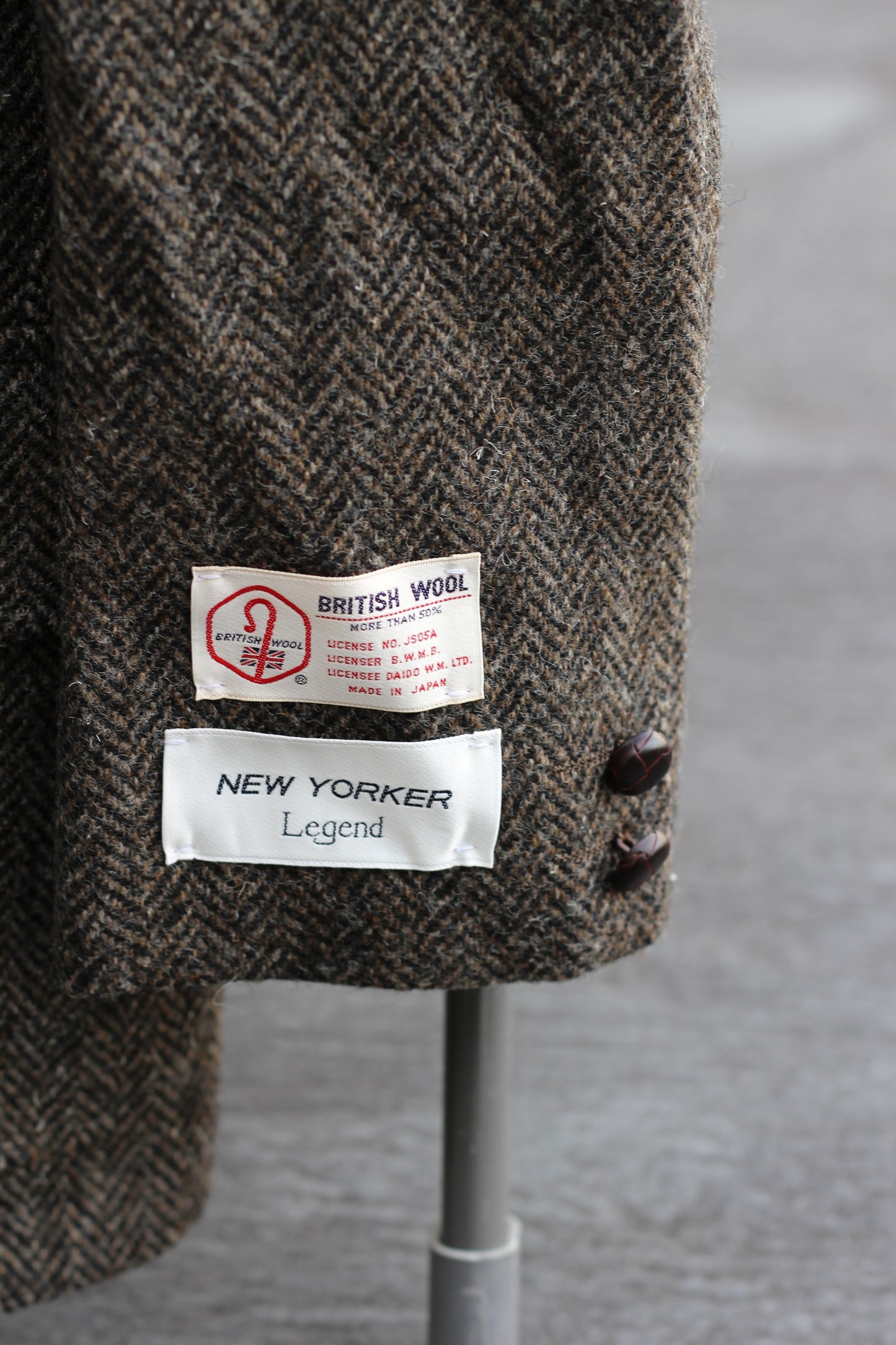 Men's Vintage Tweed Herringbone Tailored Jacket With Covered Buttons set x3点
