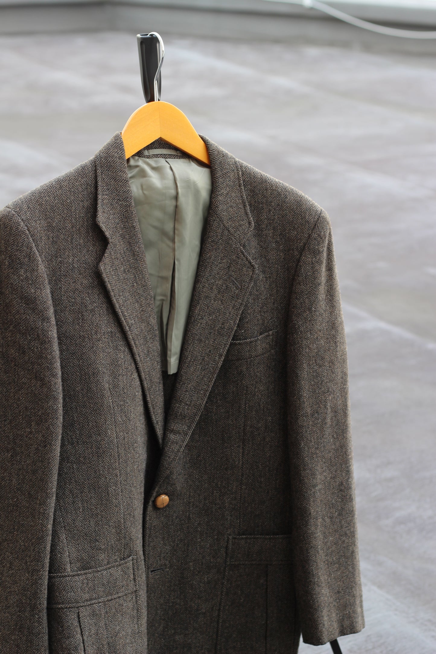 Men's Vintage Tweed Herringbone Tailored Jacket With Covered Buttons set x3点
