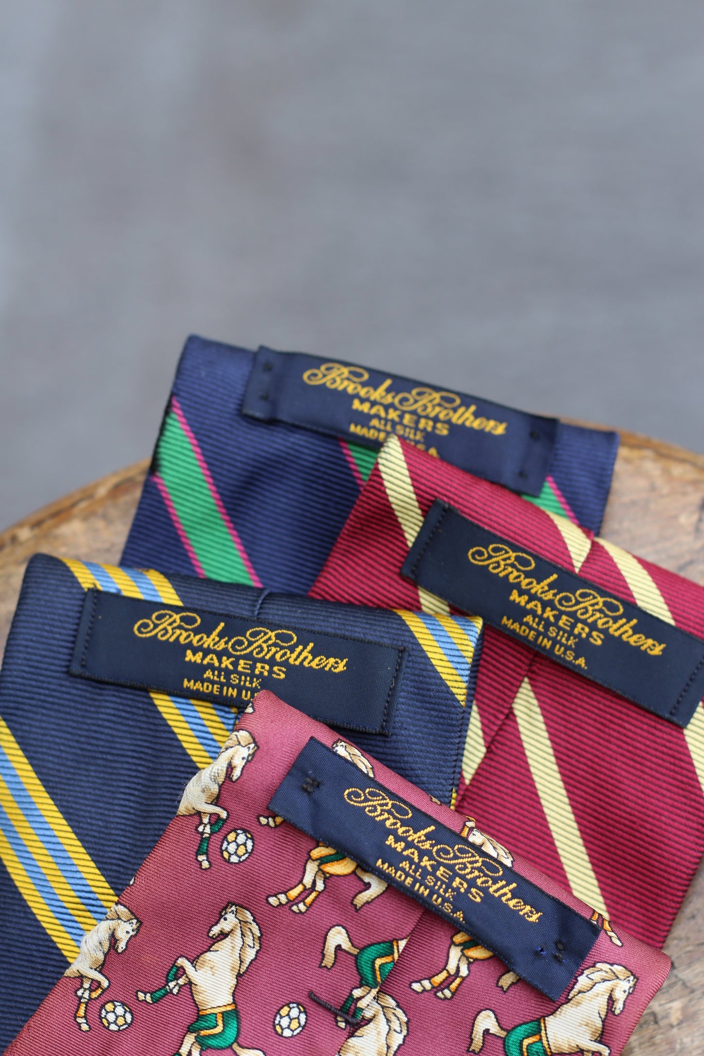 Made In USA Brooks Brothers Horse & Stripe Design Tie set x4点