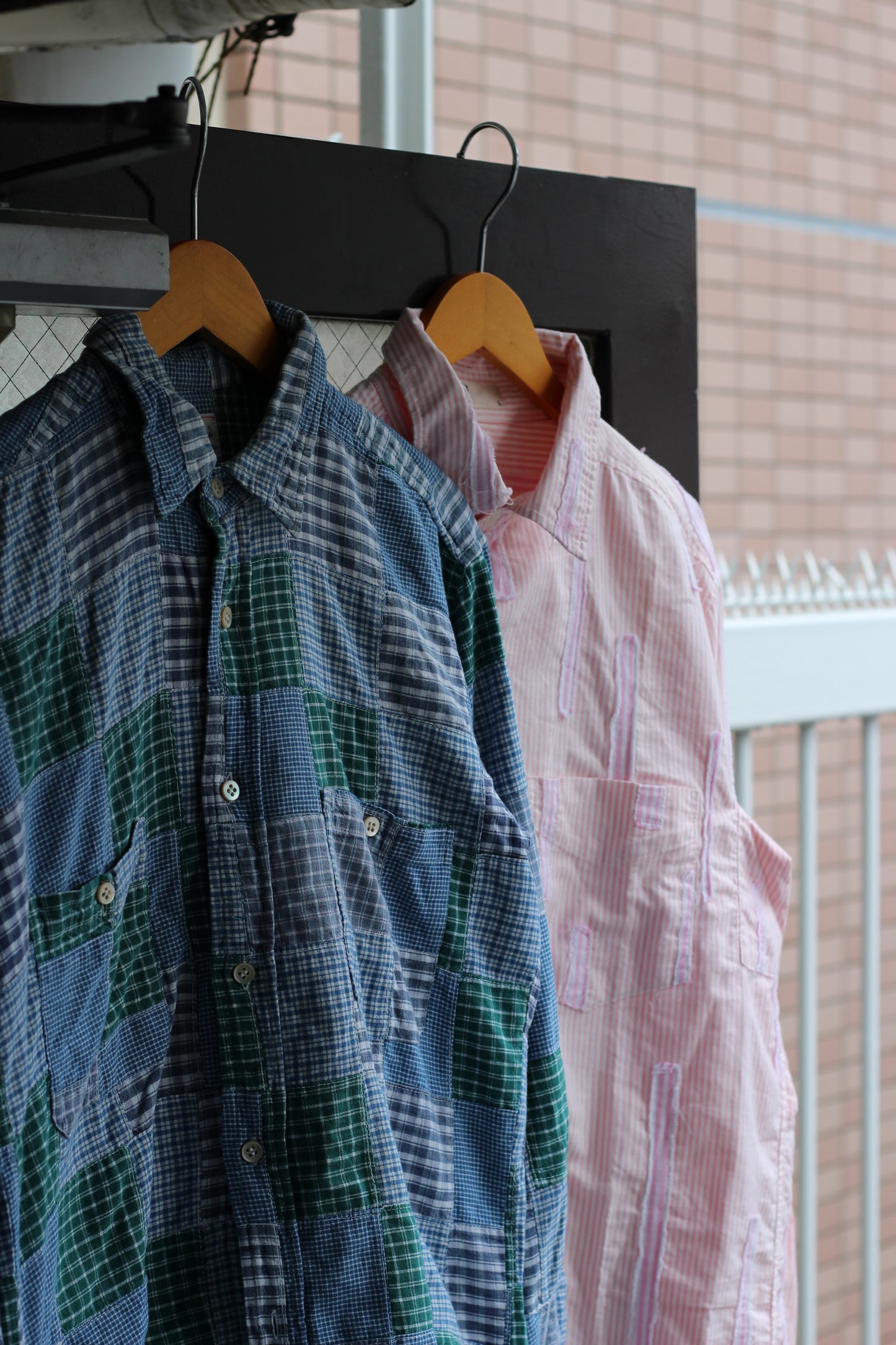 Men's Vintage Patchwork Design Long Sleeve Shirt set x2点