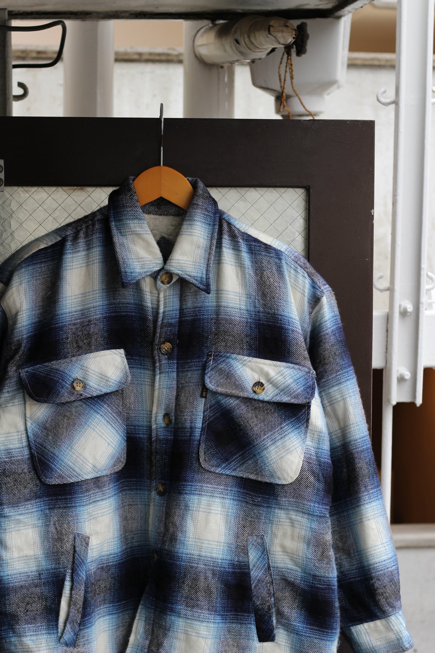 70-80's WOOD POINT&90‘s BAYLEAF Vintage Ombre Check Shirt Jacket set x2点