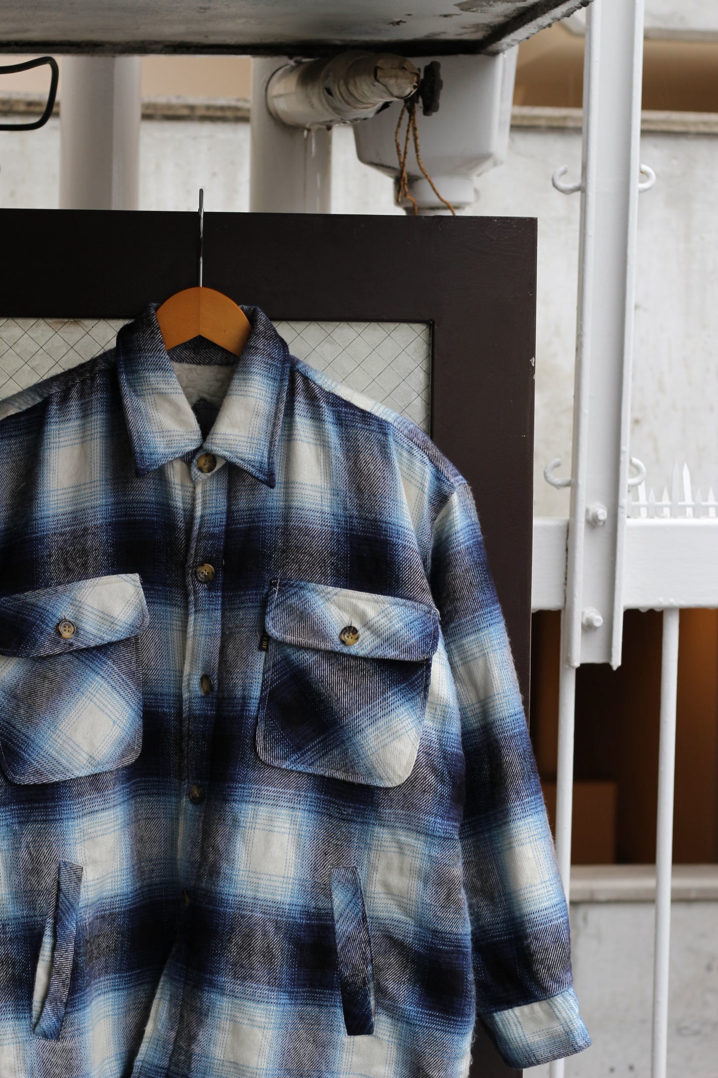 70-80's WOOD POINT&90‘s BAYLEAF Vintage Ombre Check Shirt Jacket set x2点