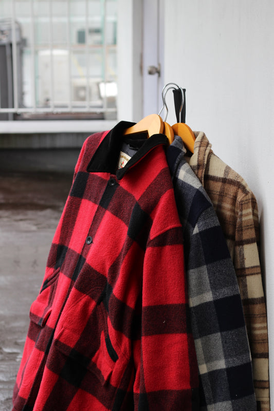 Men's Vintage Check Wool CPO Jacket set x3点
