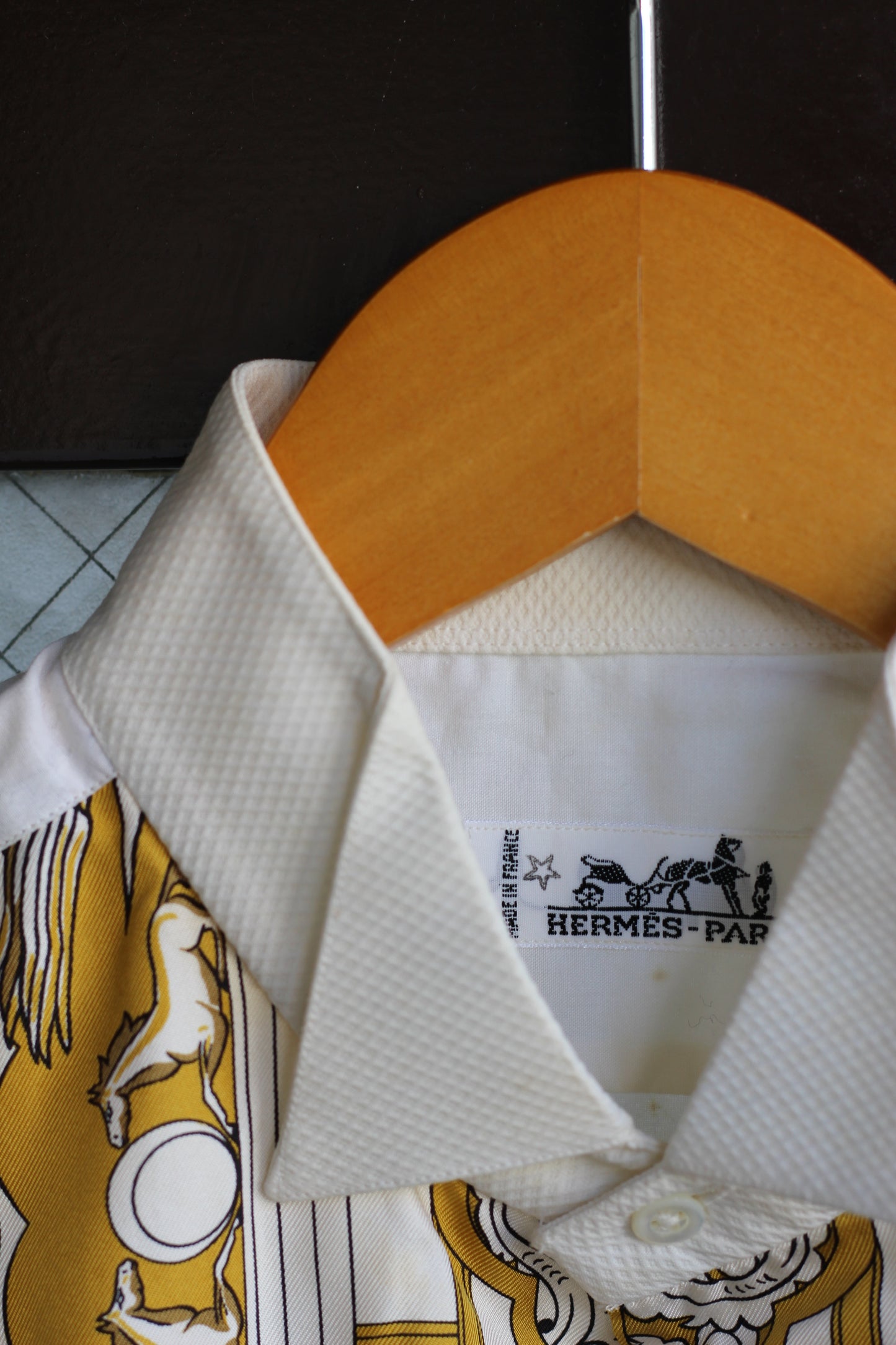 90's Hermes Carre Scarf Trim & Celine Triomphe Chain Pattern Long Sleeve Shirt set x2点