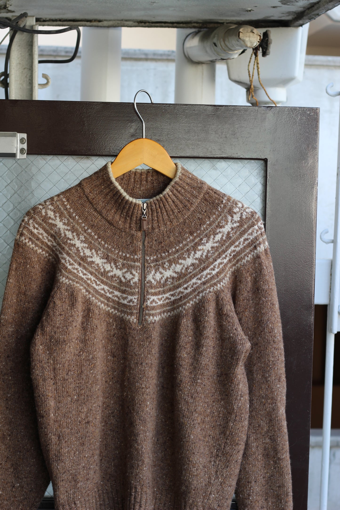 90's Crocodile Nordic Design Zip-Up Knit Sweater set x2点