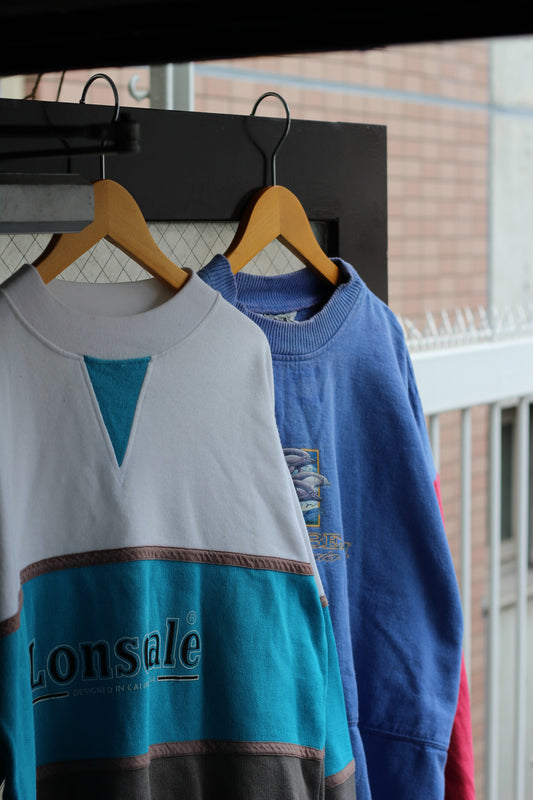 90's Made In USA Patchwork & Print Sweatshirt set x2点