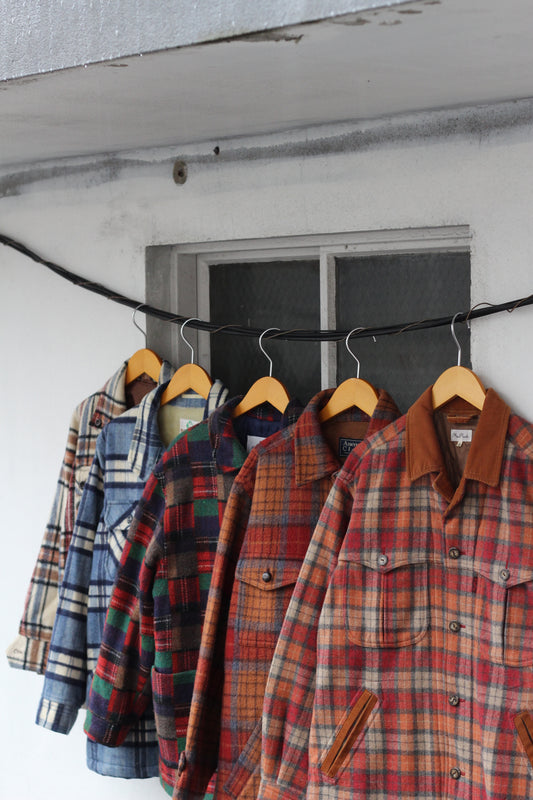 70-90's Men's Vintage Wool Check CPO Jacket set x5点