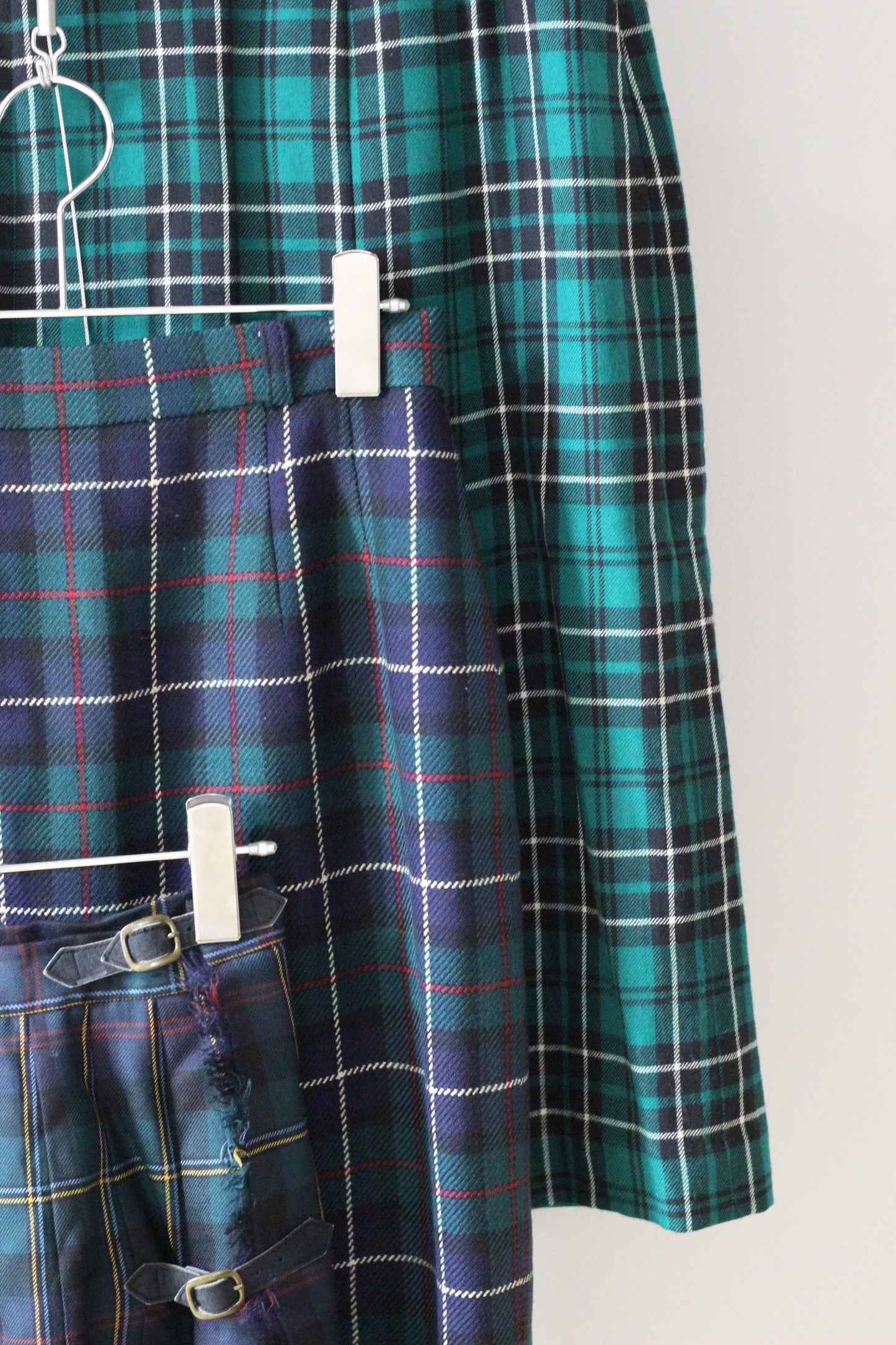 Vintage Green Check Wool Skirt x3点