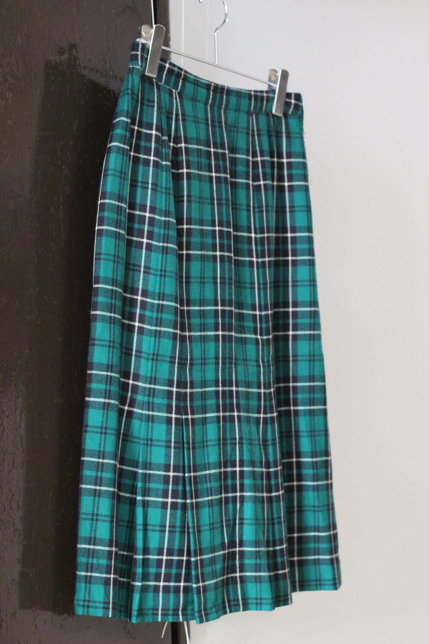 Vintage Green Check Wool Skirt x3点