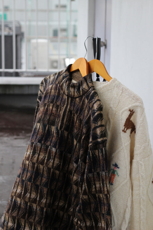 80-90's Made In Bolivia & Peru Alpaca 100% Design Knit Sweater set x2点