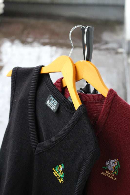 70-80's Made In Australia Embroidered Knit Vest set x2点