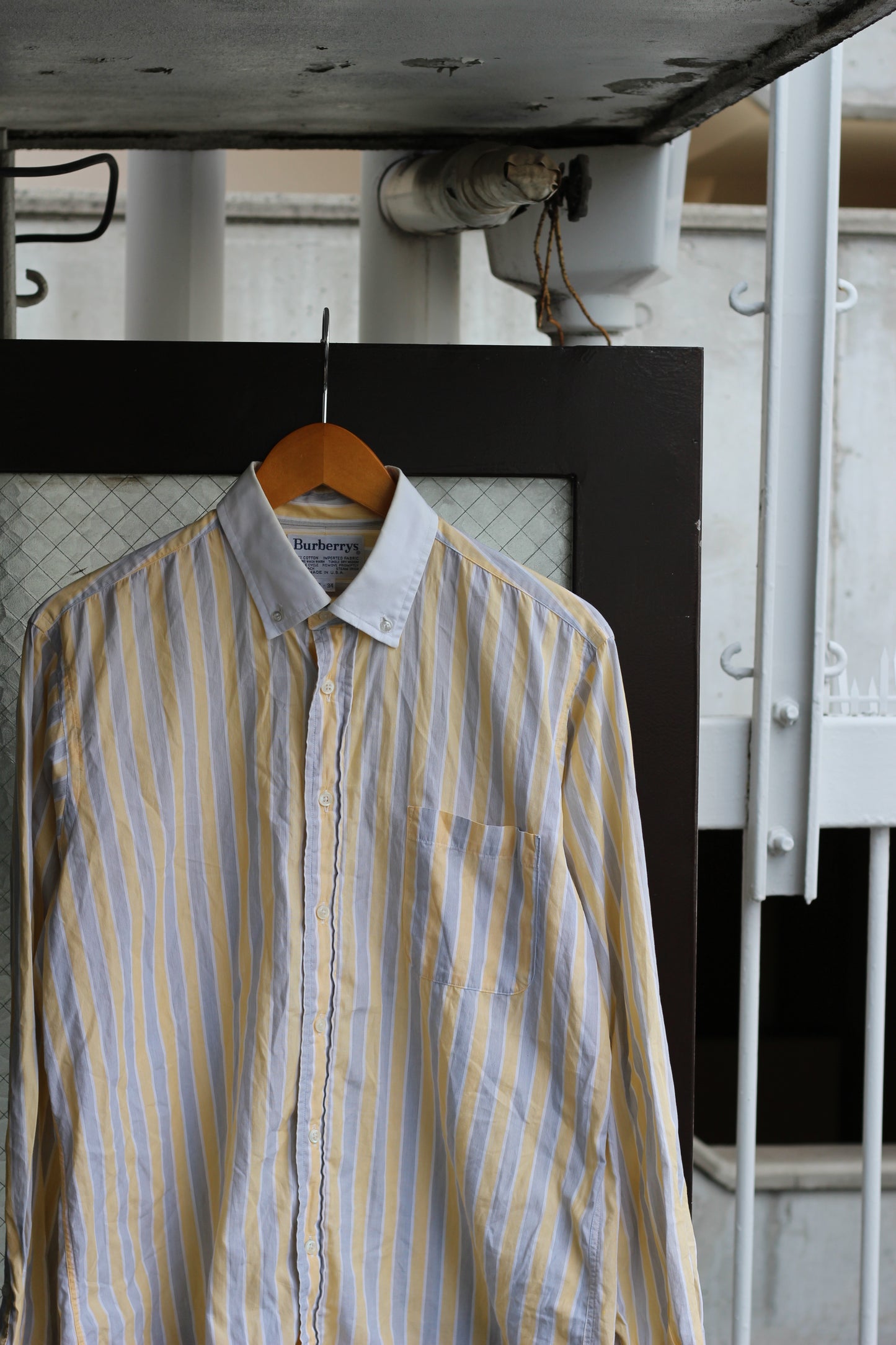 Made In Italy Givenchy & Made In USA Burberrys Vintage Yellow Stripe Long Sleeve Shirt set x2点