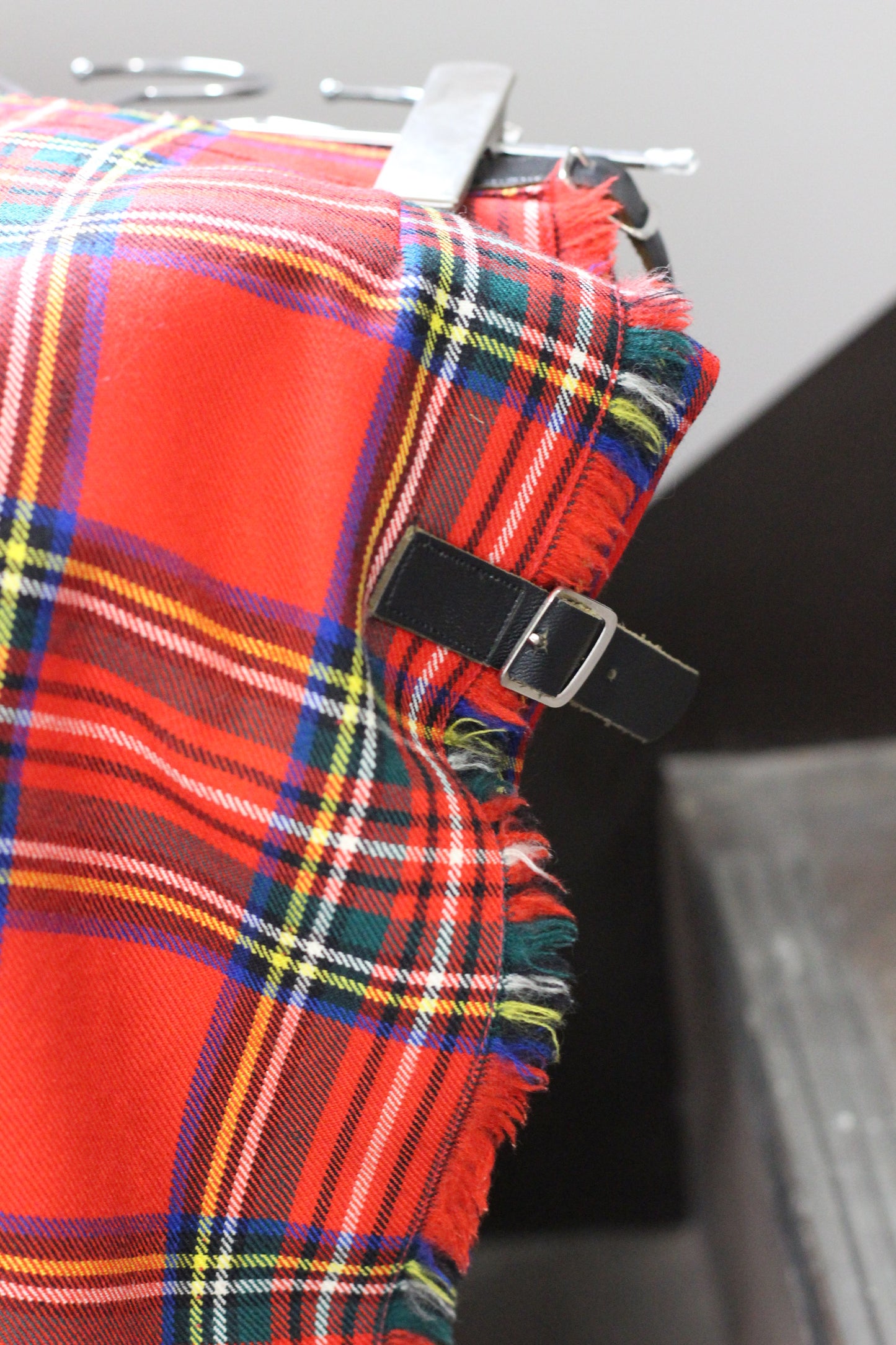 Vintage Red Check Pleats Wool Skirt x6点