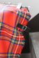 Vintage Red Check Pleats Wool Skirt x6点