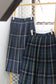 Vintage Blue Check Pleats Wool Skirt x4点