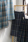 Vintage Blue Check Pleats Wool Skirt x4点