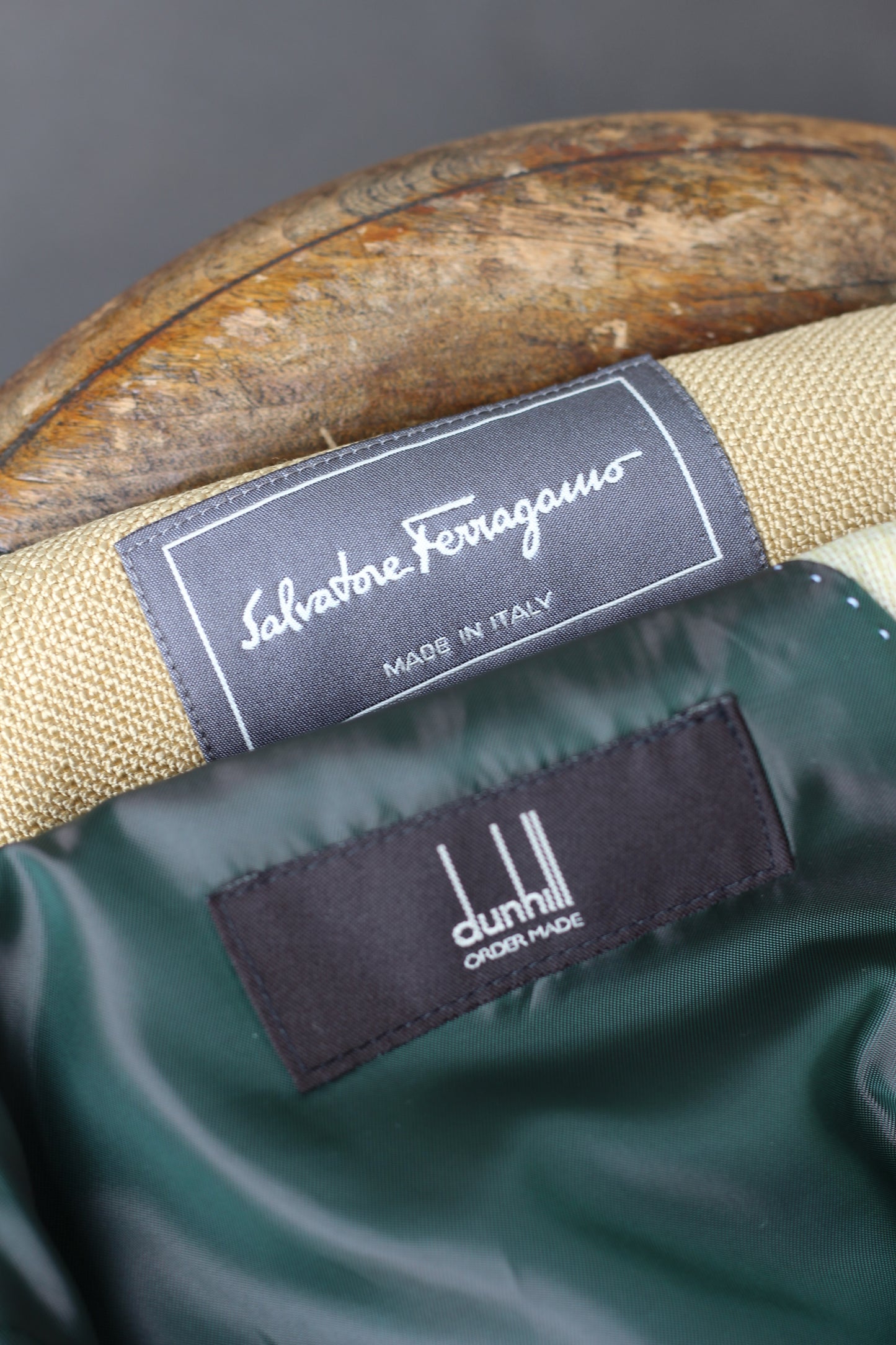 Salvador Ferragamo & dunhill Silk Mix Beige Tailored Jacket set x2点