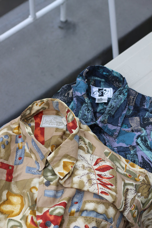 Men's Silk Short Sleeve Shirt x2点