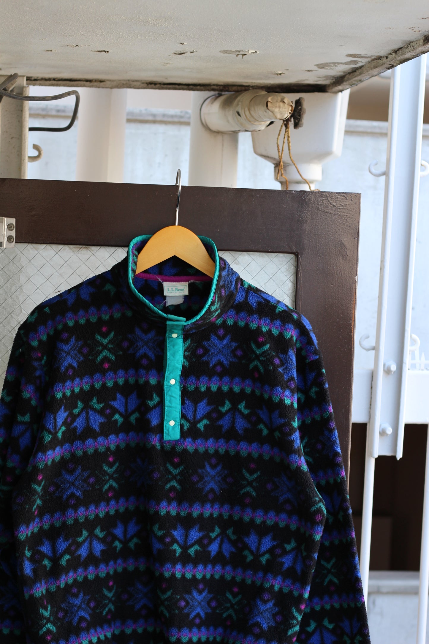 80-90's Made In USA L.L.Bean Henley Neck Fleece Pullover set x2点