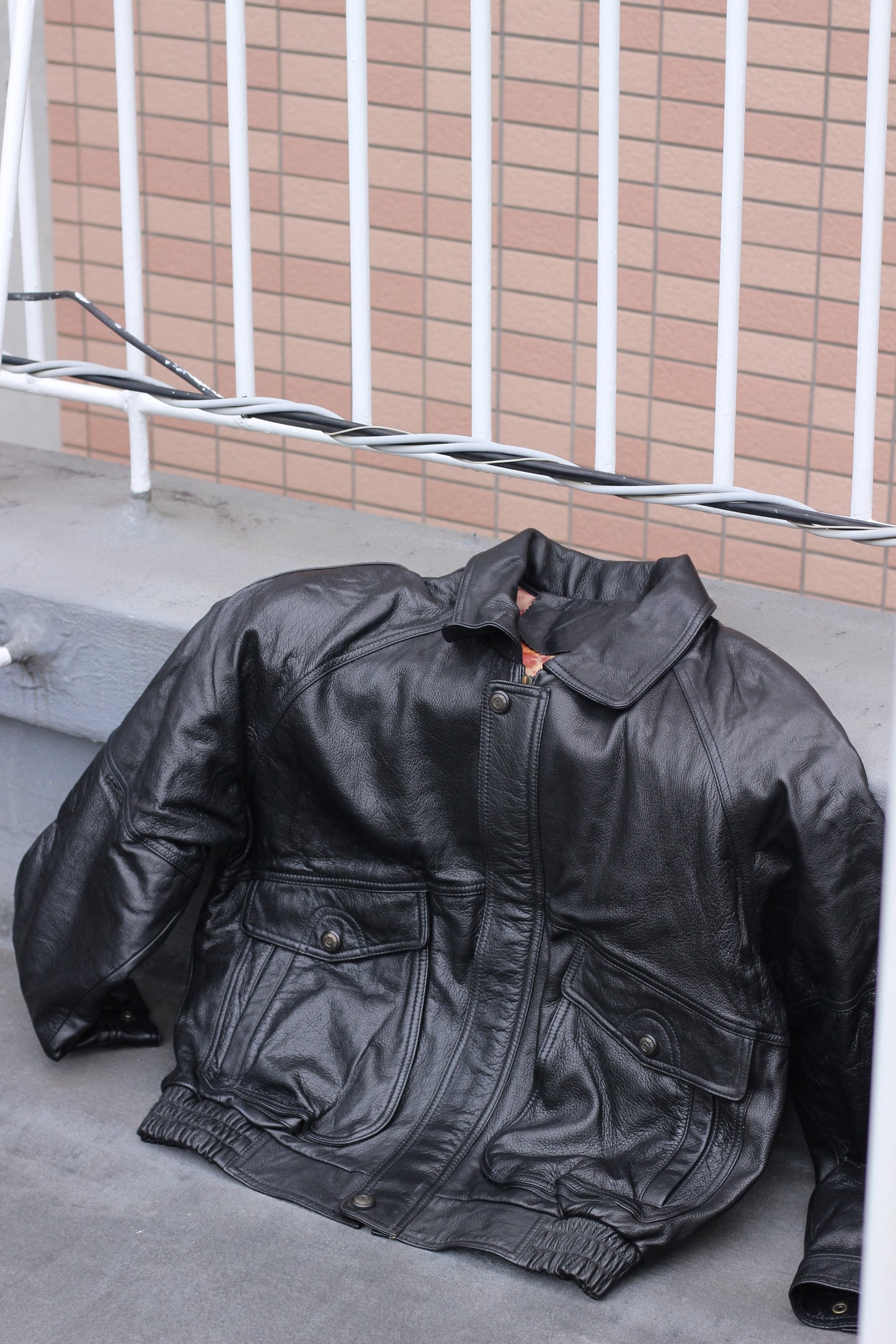 90's Men's leather jacket x2点