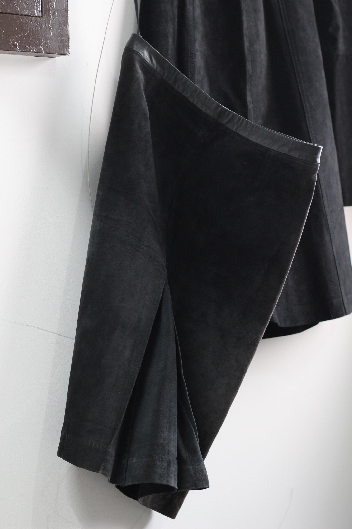 Vintage Black Suede Leather Skirt x3点