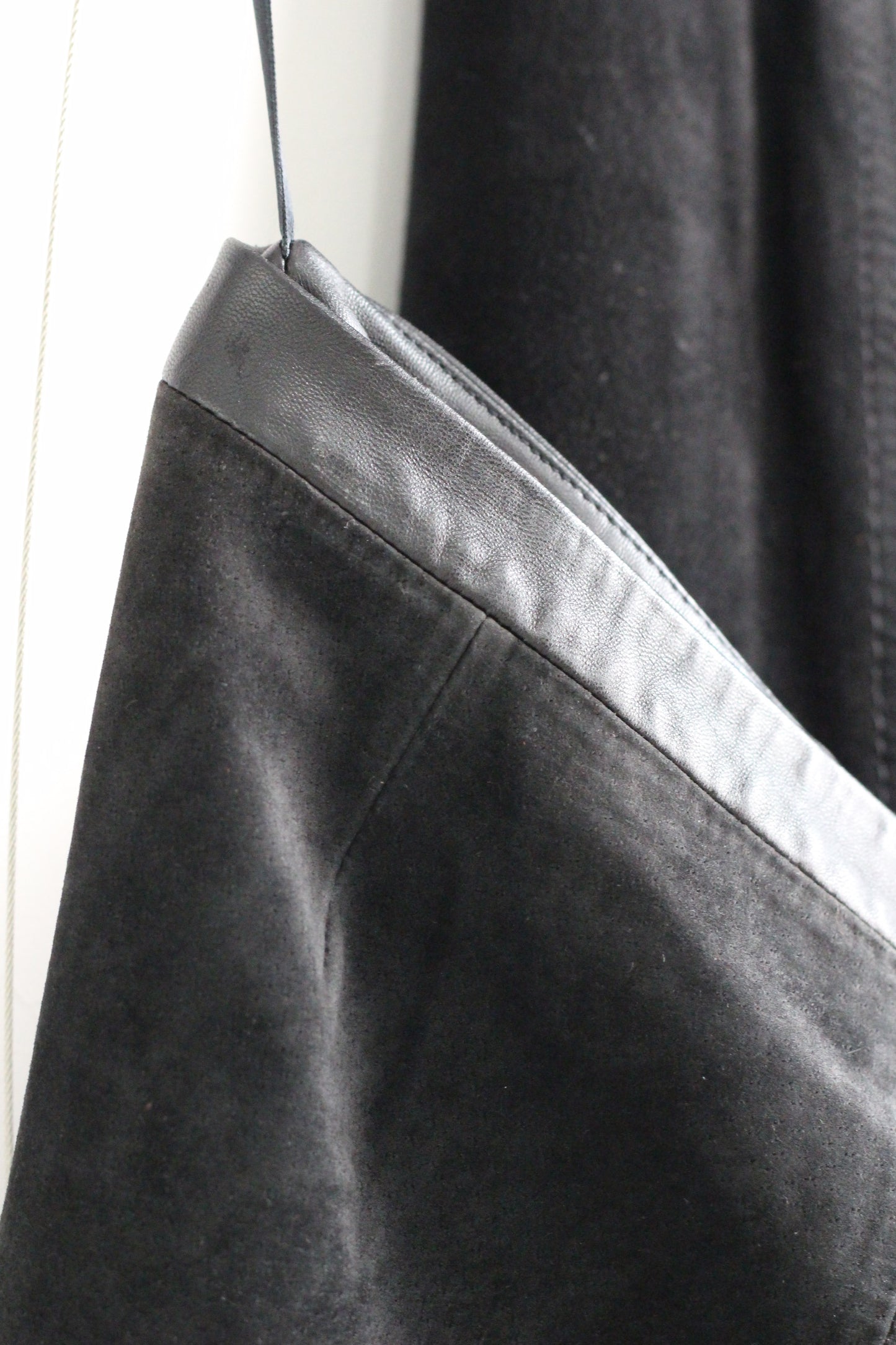 Vintage Black Suede Leather Skirt x3点