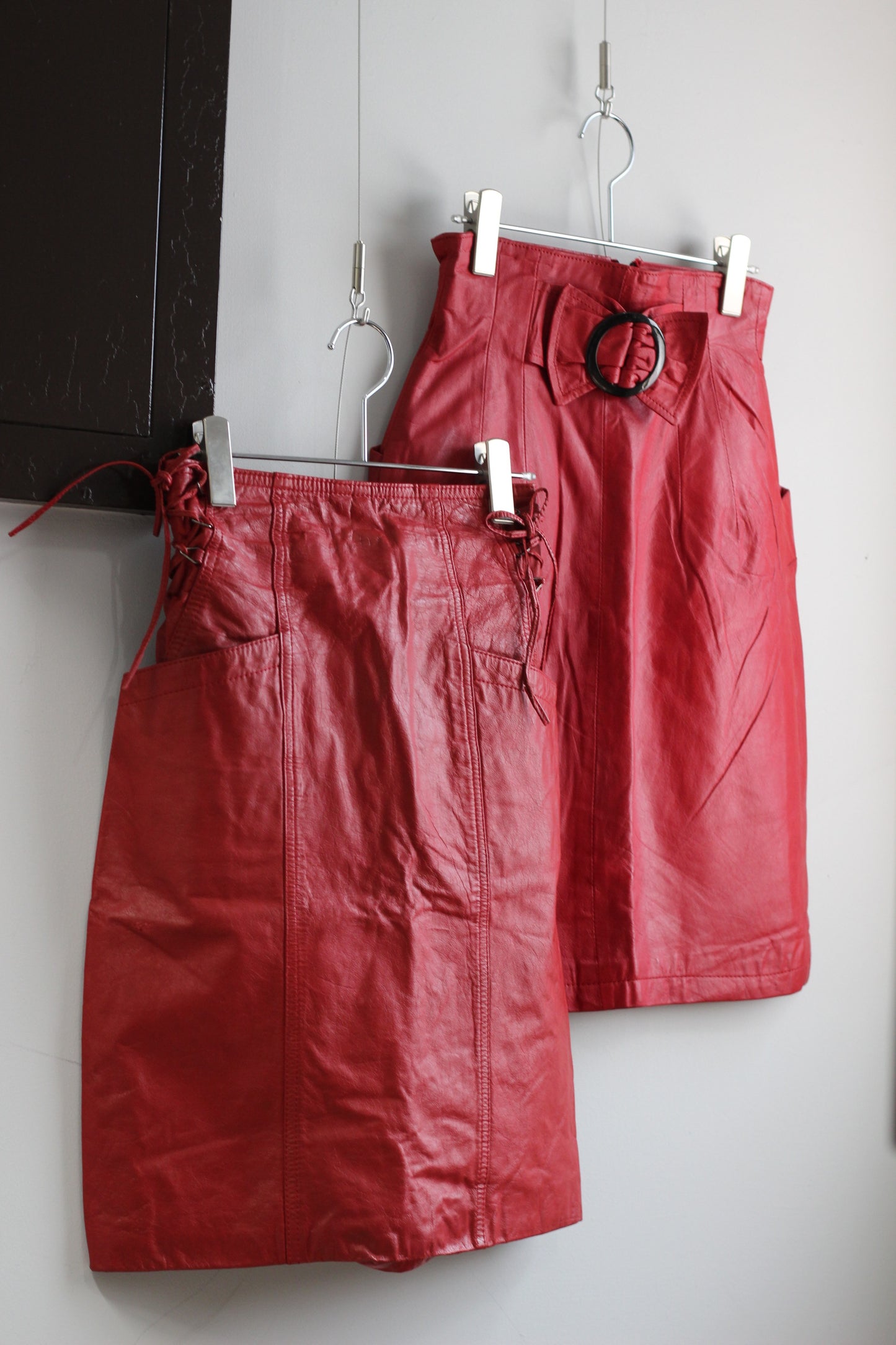 Vintage Red Purple Leather Skirt x5点