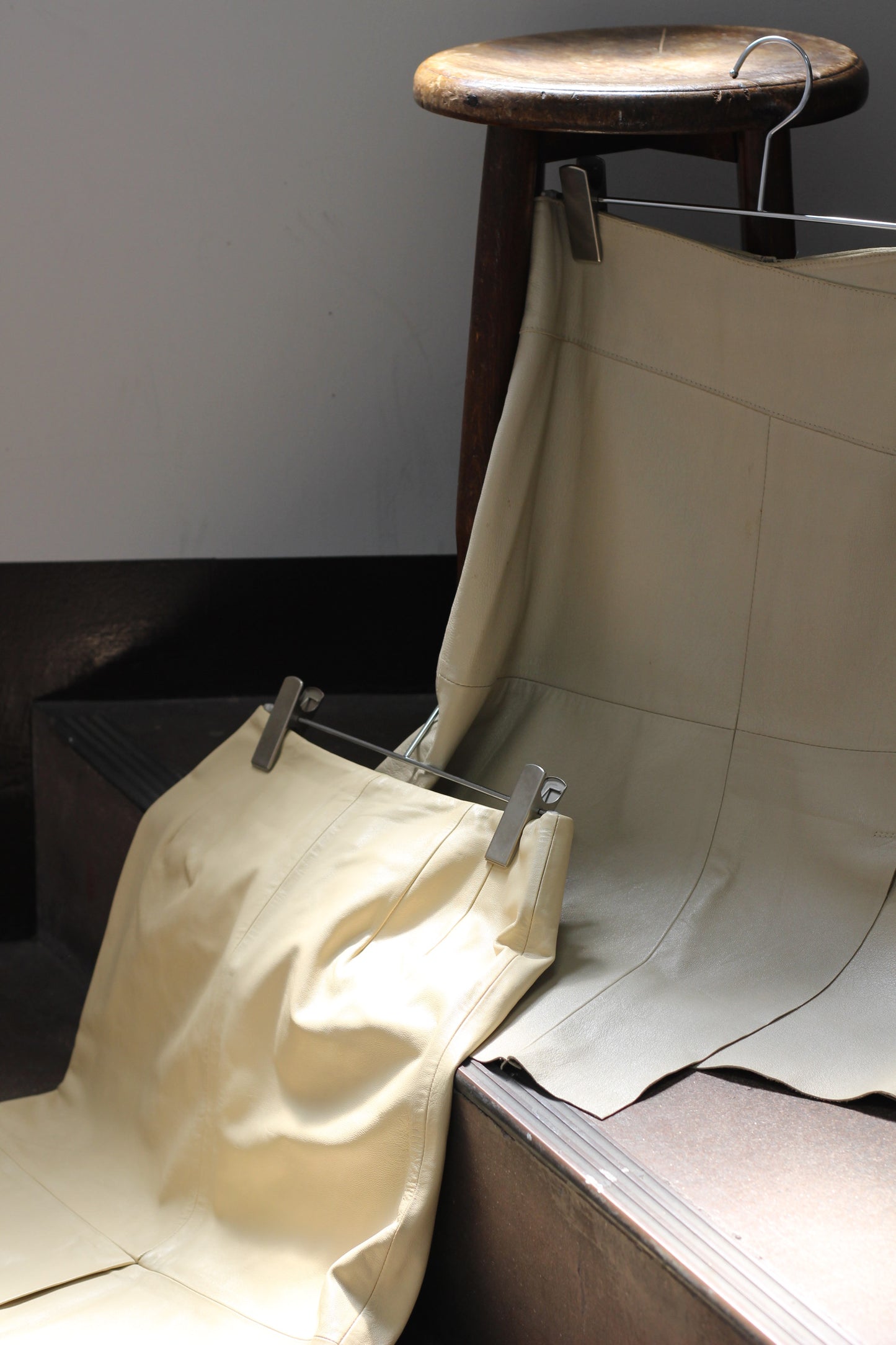Vintage Beige Leather Skirt x5点