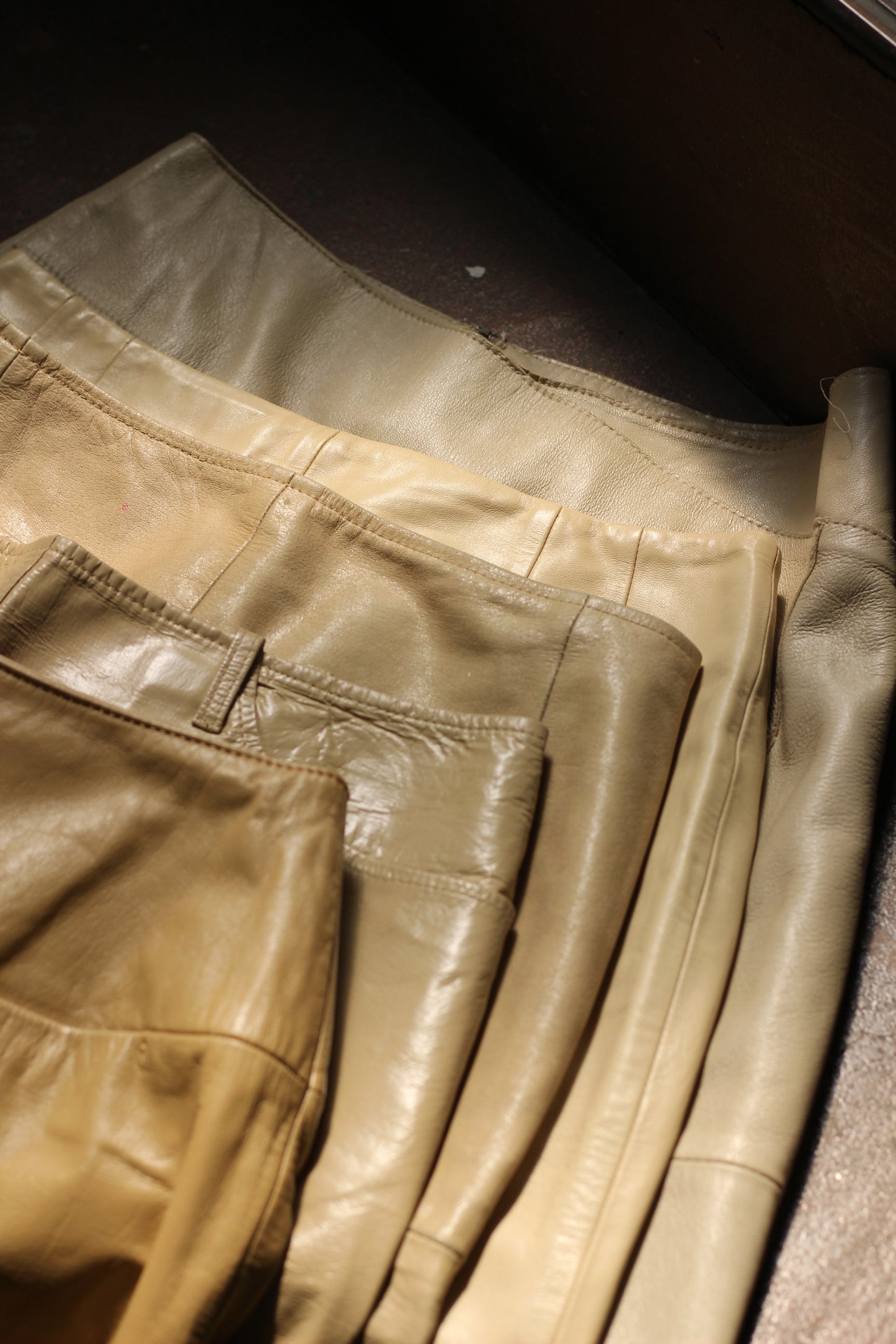Vintage Beige Leather Skirt x5点