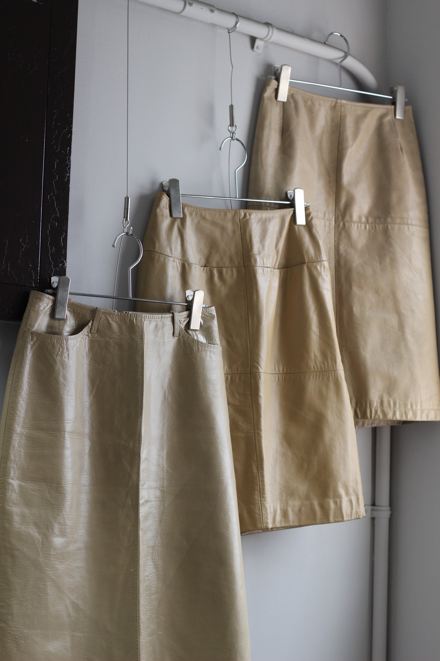 Vintage Beige Leather Skirt x5点