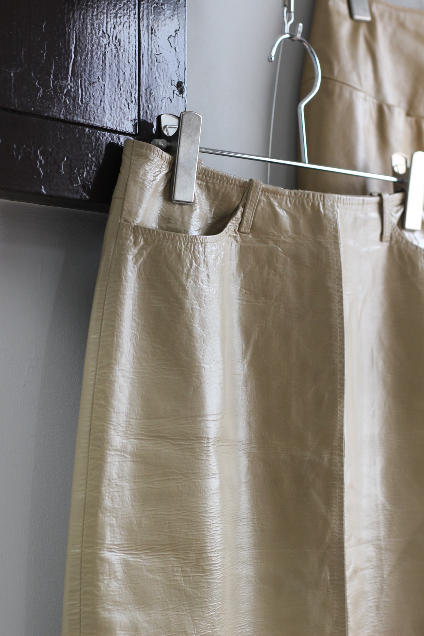 Vintage Beige Leather Skirt x5点