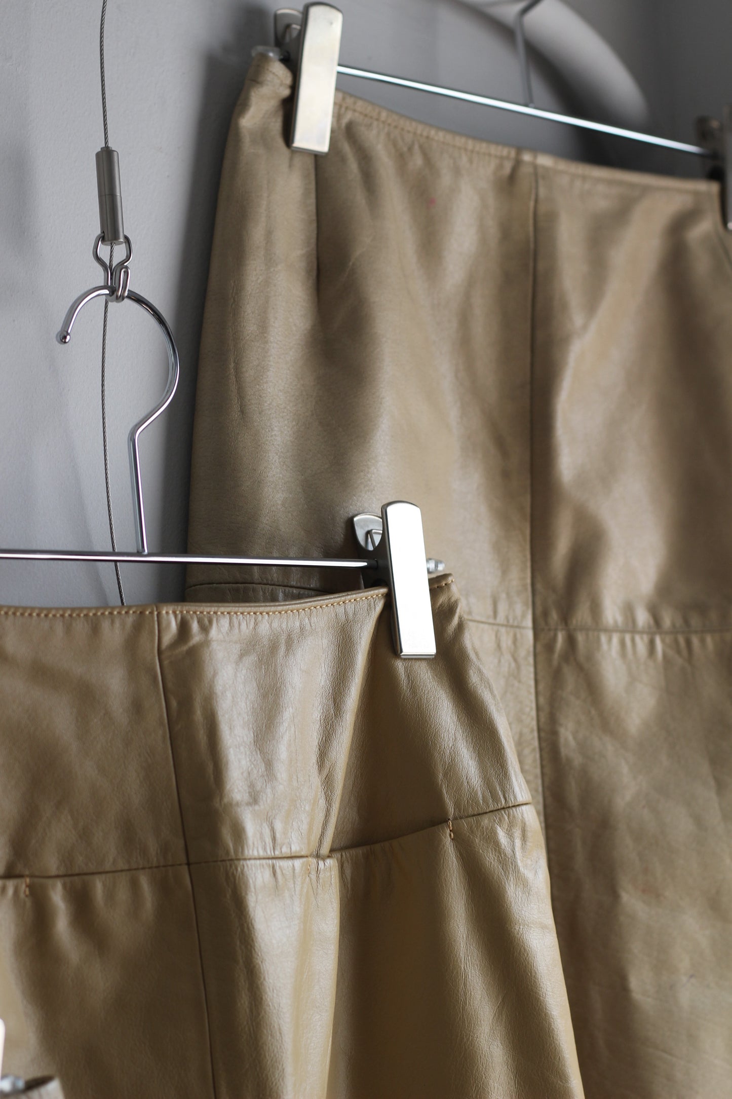 Vintage Beige Leather Skirt x5点