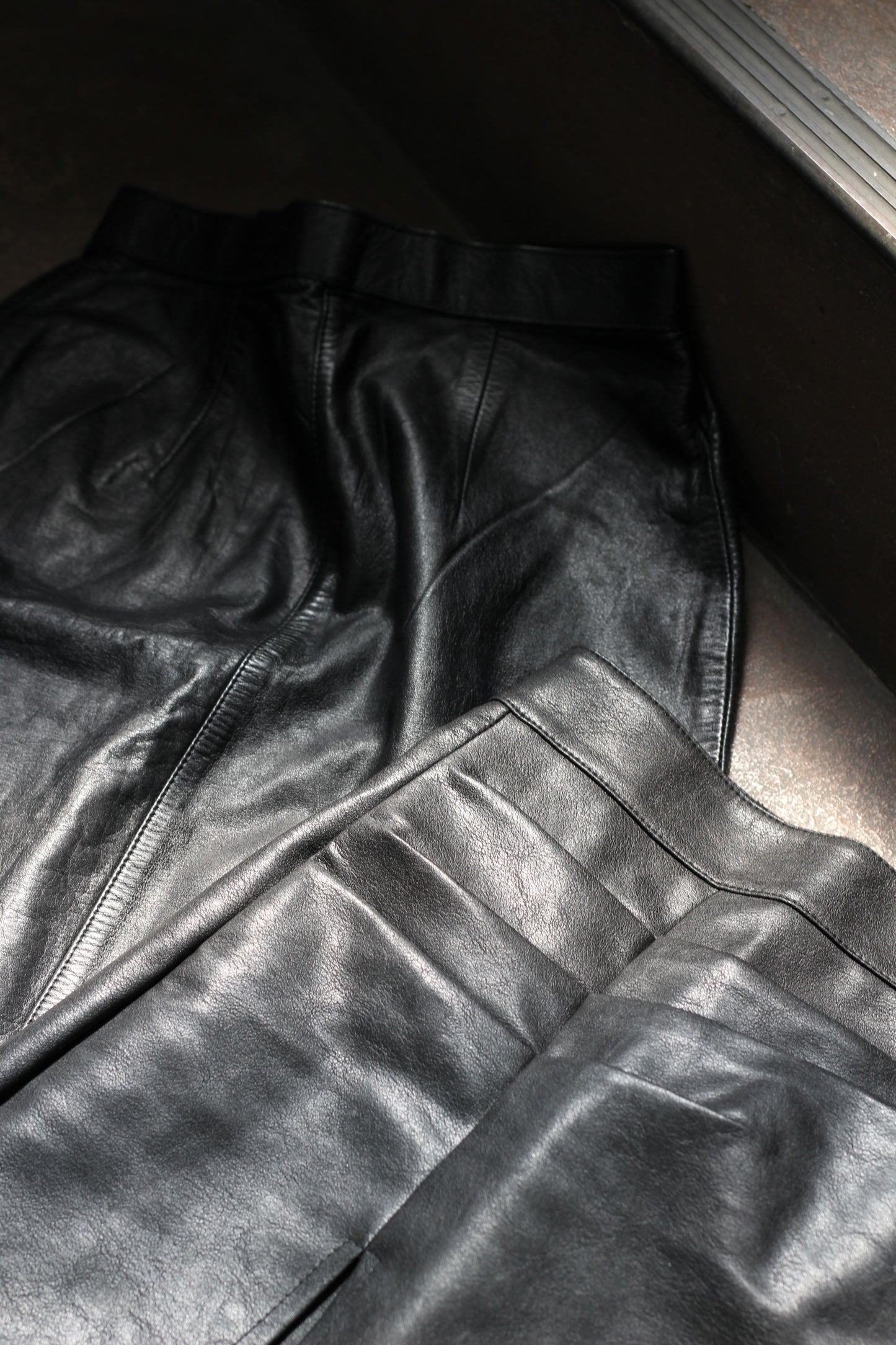 Vintage Y2K Black Leather Mini&Midi Skirt x10点