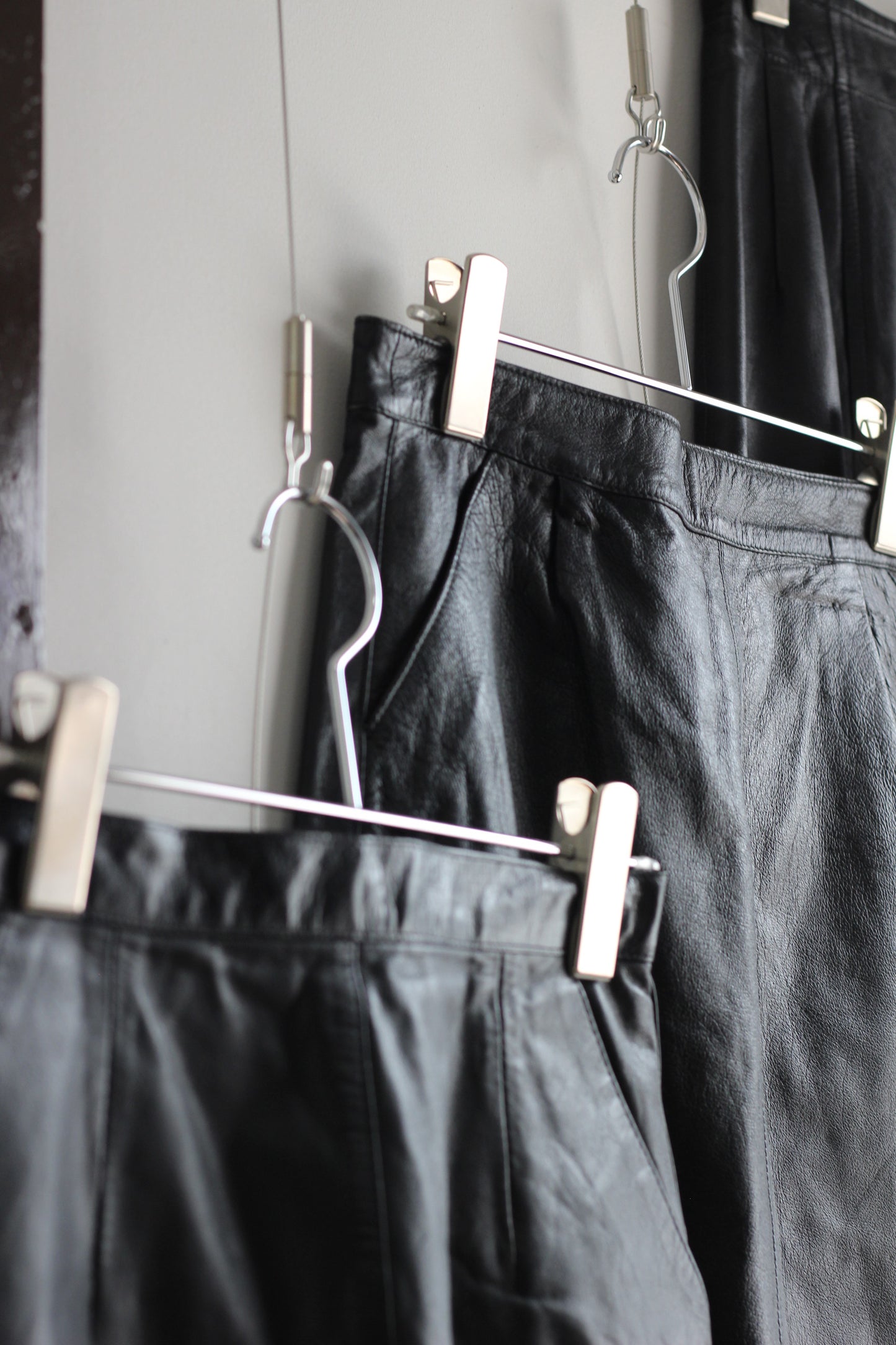 Vintage Y2K Black Leather Mini&Midi Skirt x10点